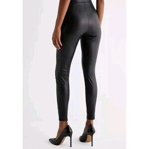 Express Women's Black Faux Leather High Rise Stretchy Pants Leggings Sz M